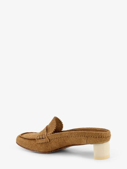 Suede sandals with iconic engraved logo thumbnail