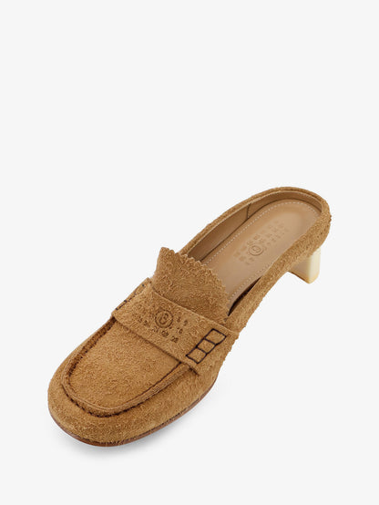 Suede sandals with iconic engraved logo thumbnail