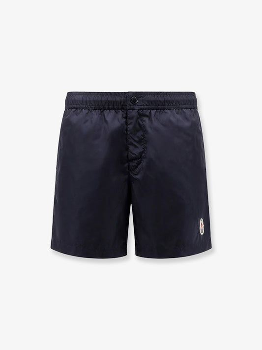 Nylon swim trunks with logo patch on the bottom
