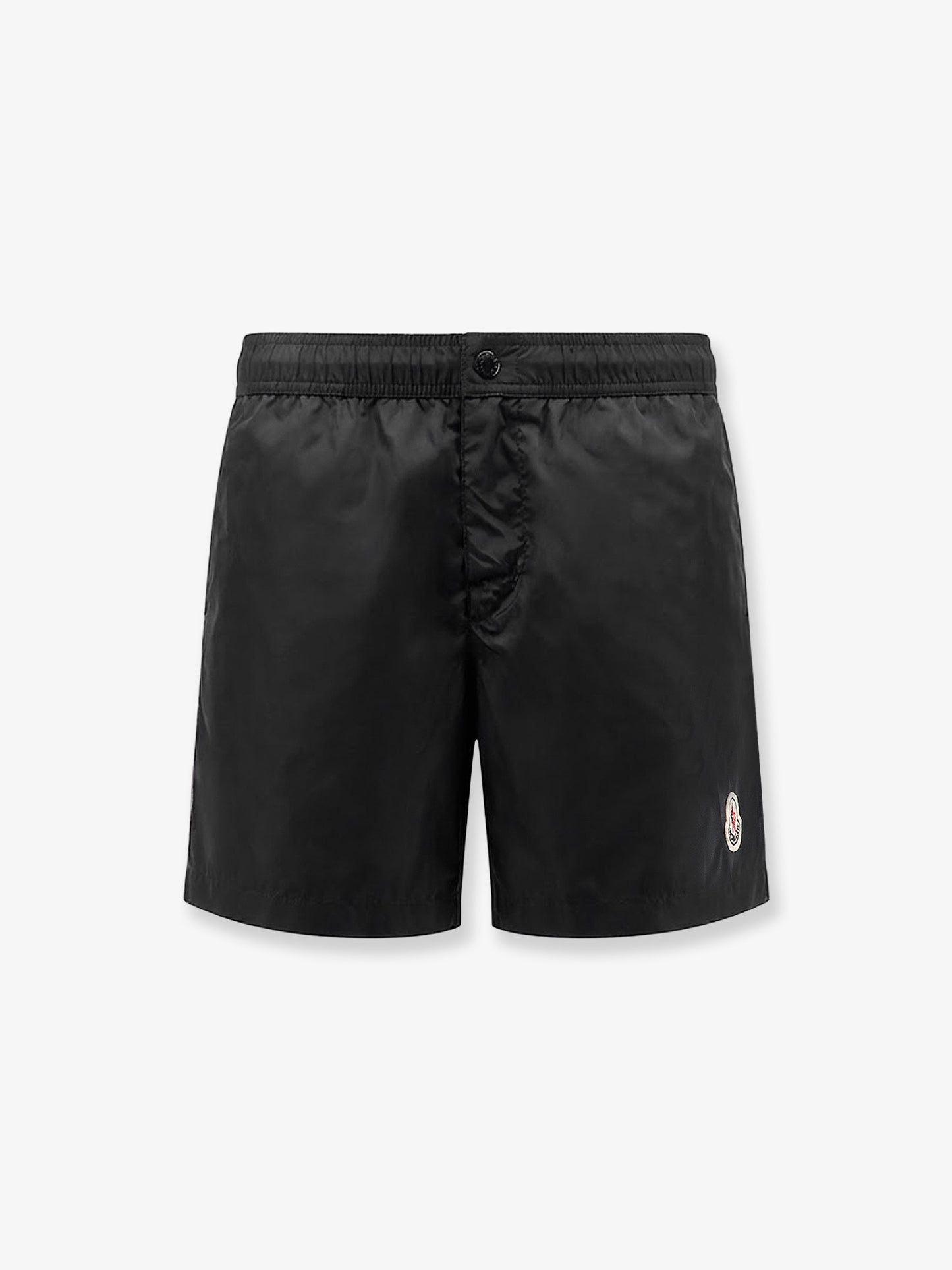 Nylon swim trunks with logo patch on the bottom