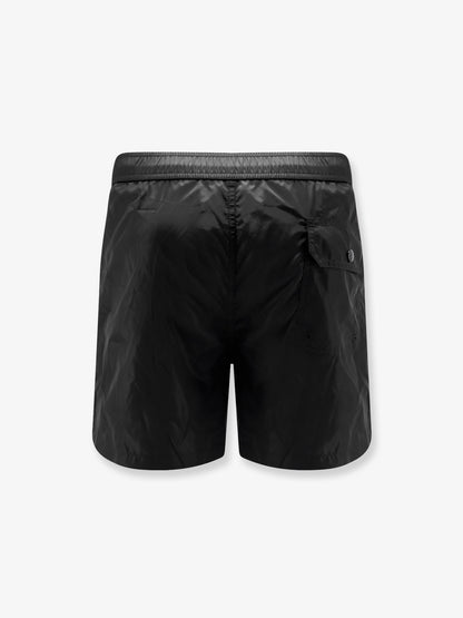 Nylon swim trunks with logo patch on the bottom thumbnail
