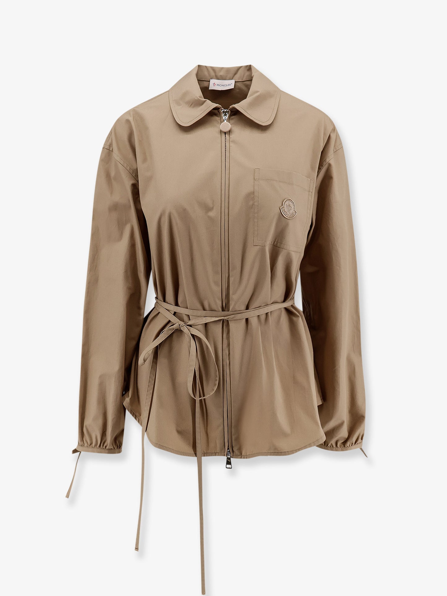 Cotton shirt jacket with front embroidered logo