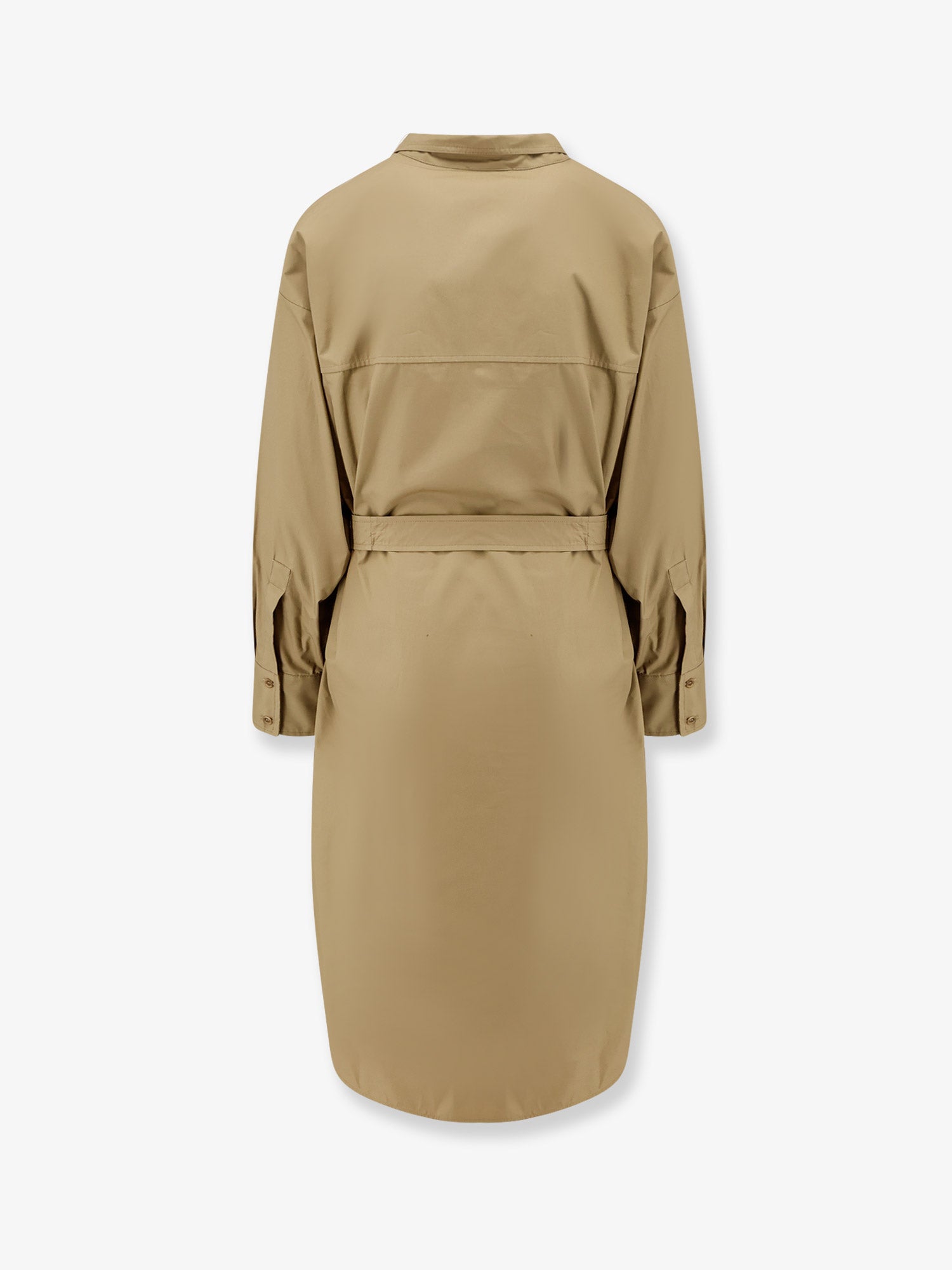 Cotton dress with belt NUDE