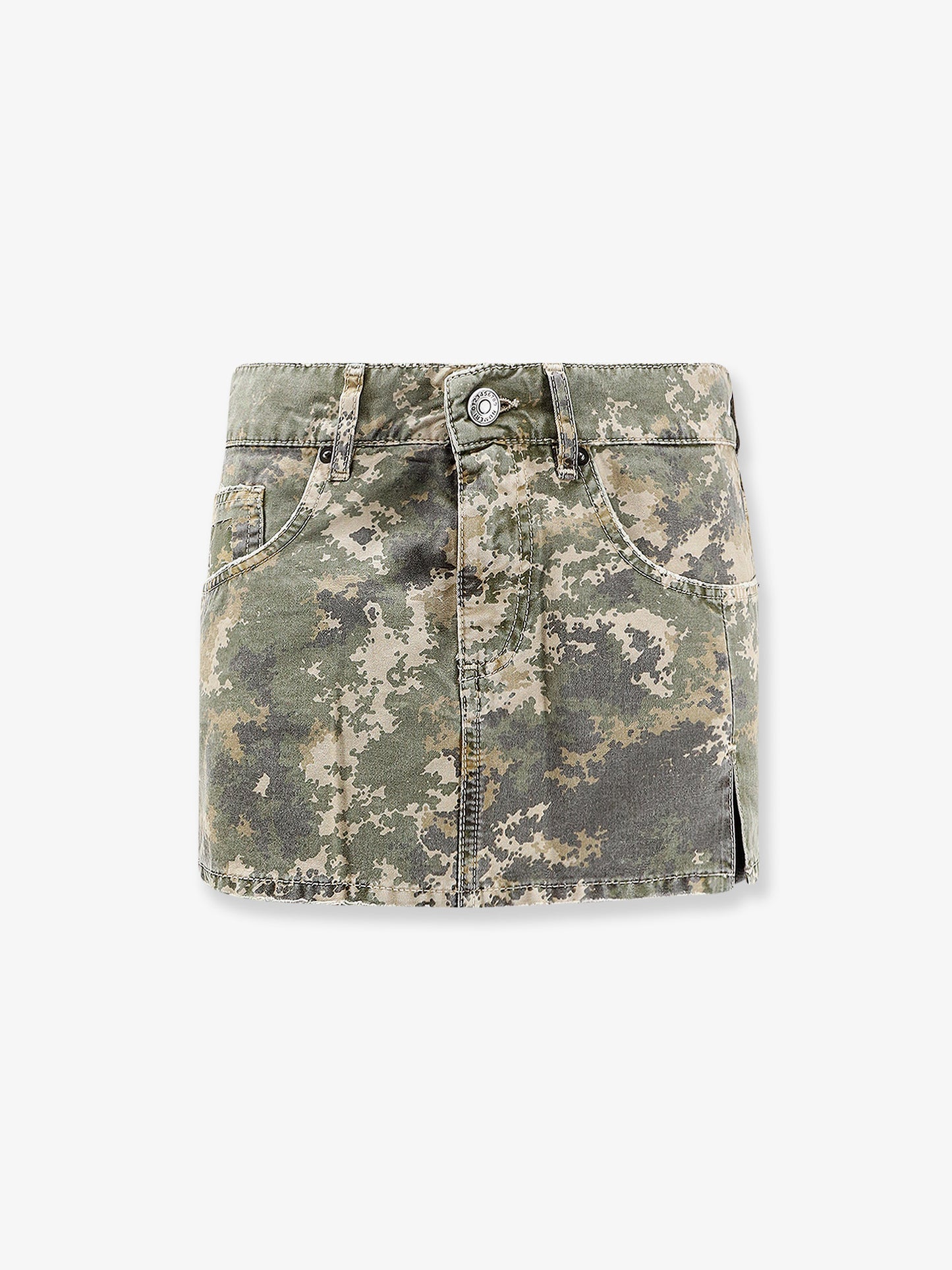 Cotton skirt with camouflage pattern