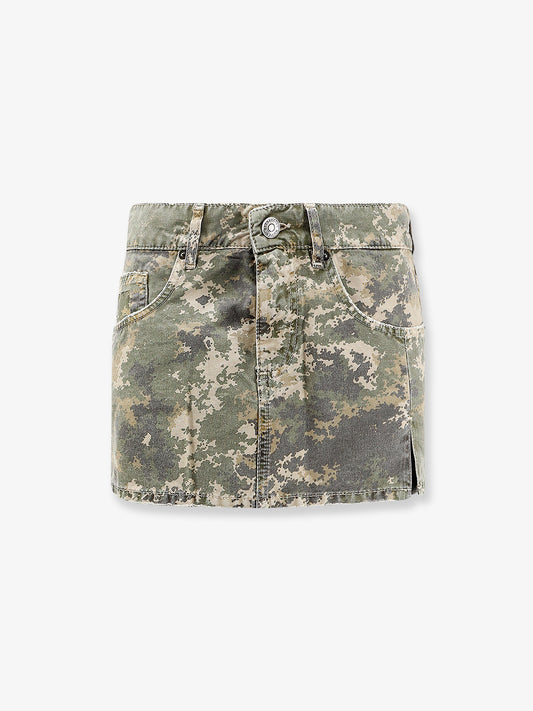 Cotton skirt with camouflage pattern