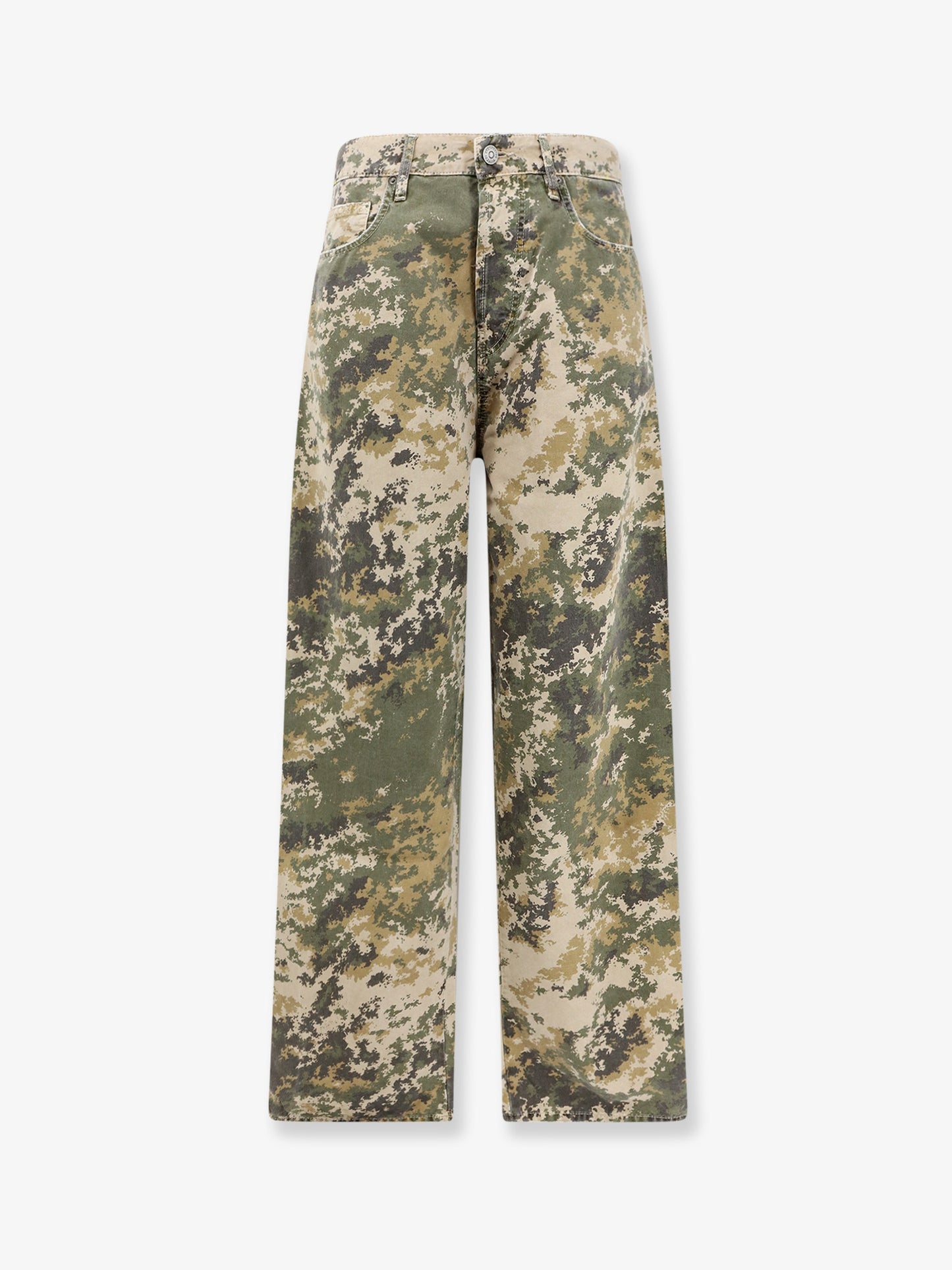 Cotton jeans with camouflage pattern