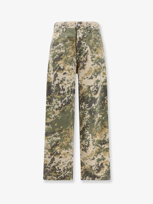 Cotton jeans with camouflage pattern