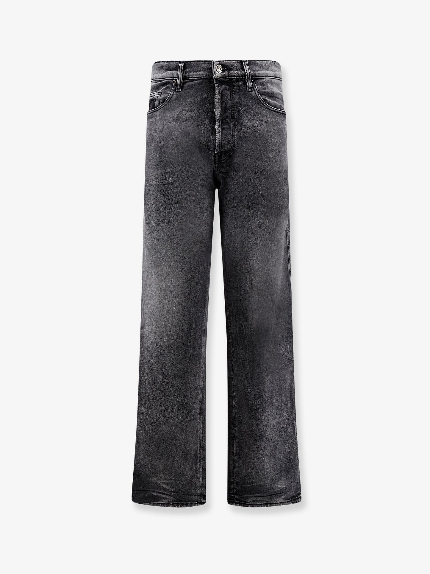 Denim trousers with back logo patch