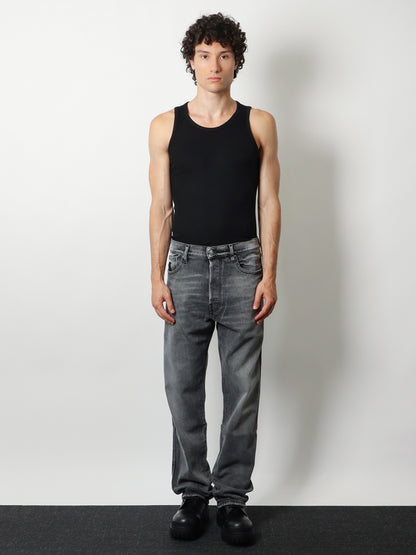 Denim trousers with back logo patch thumbnail