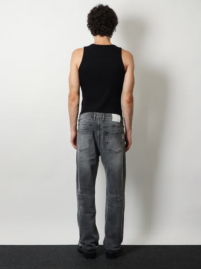 Denim trousers with back logo patch thumbnail