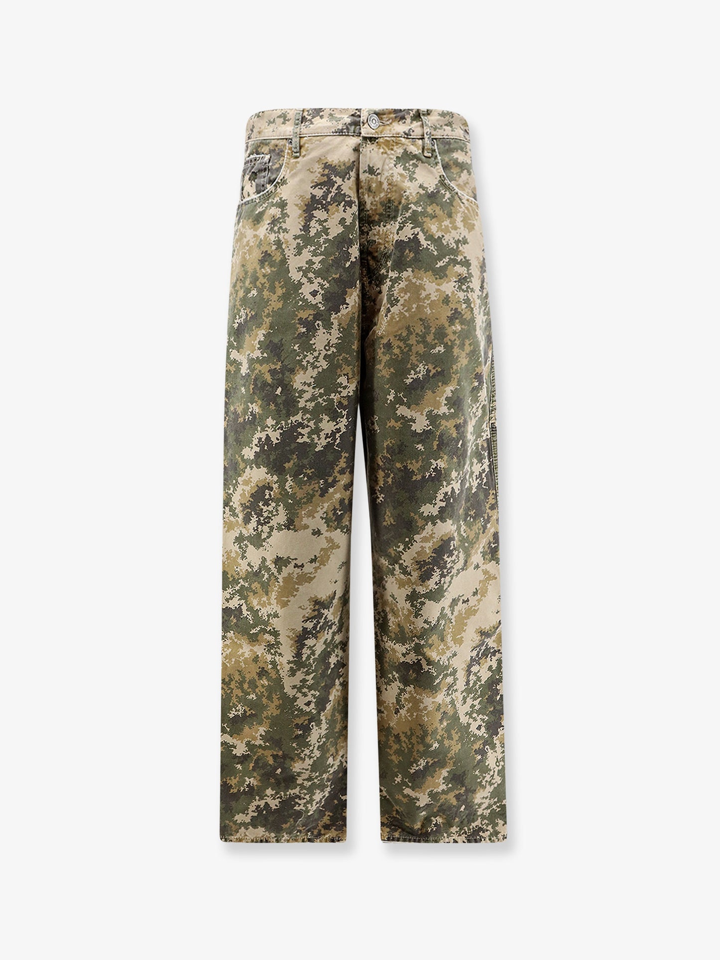 Cotton jeans with camouflage pattern