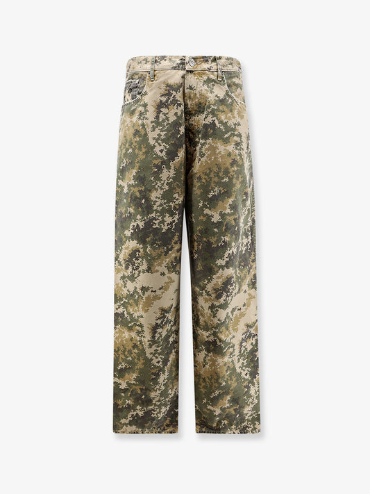 Cotton jeans with camouflage pattern