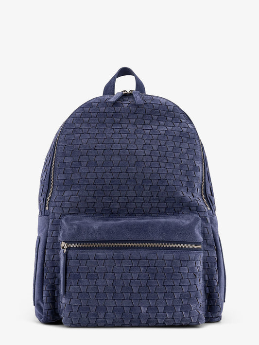 Suede backpack with woven pattern