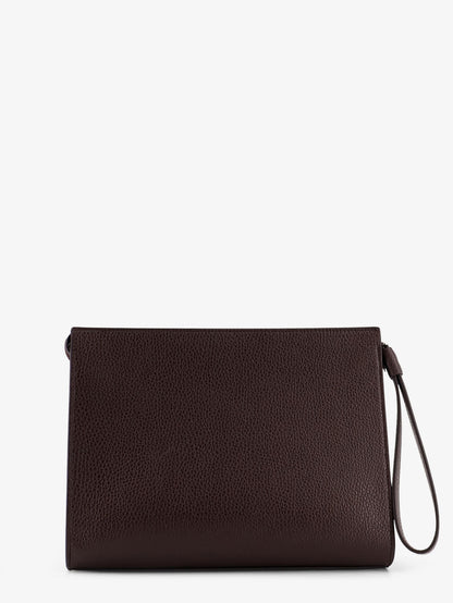 Hammered leather clutch with logo on the front thumbnail