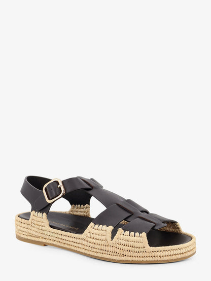 Yuka leather sandals with woven raffia sole thumbnail