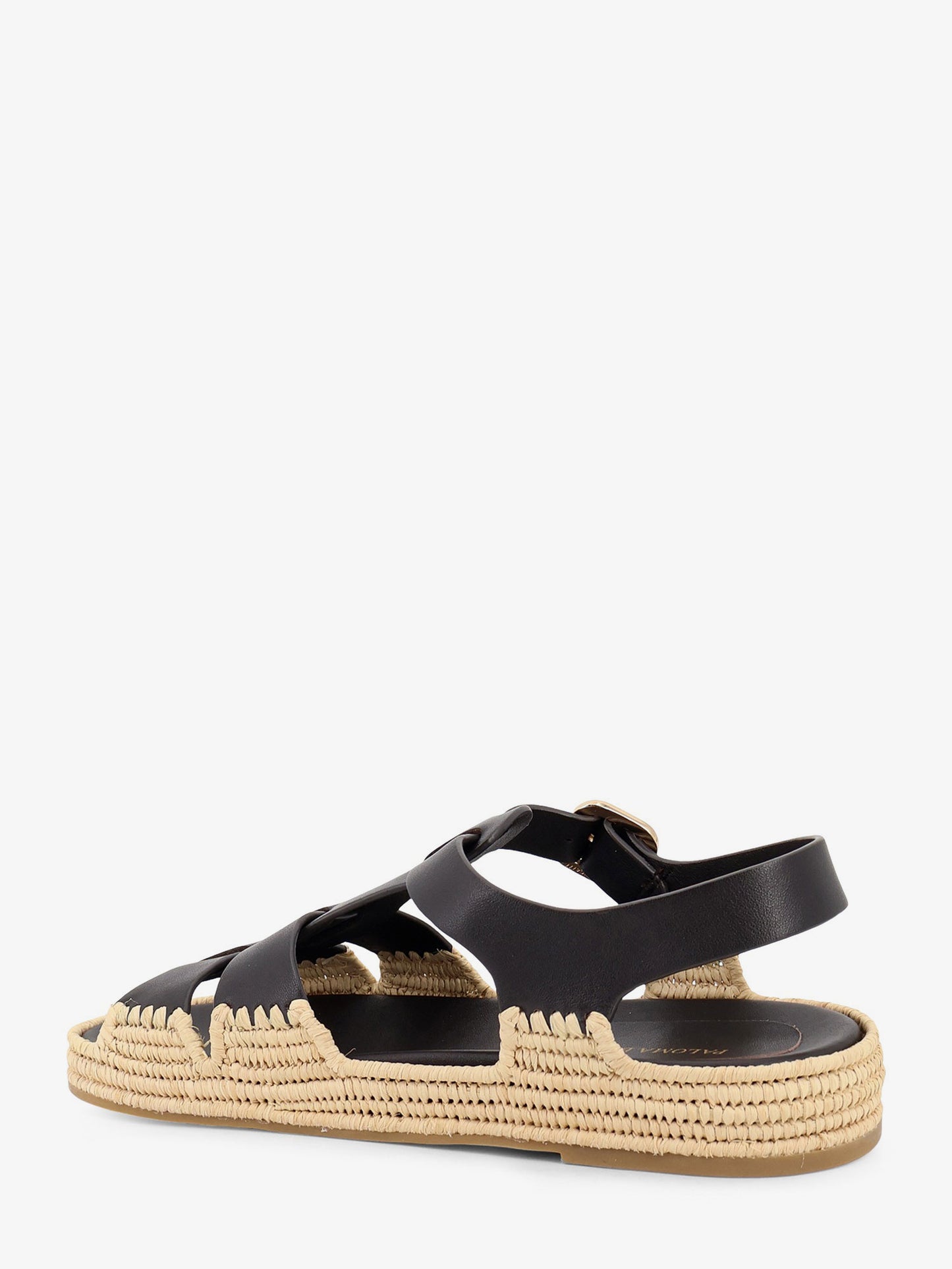 Yuka leather sandals with woven raffia sole