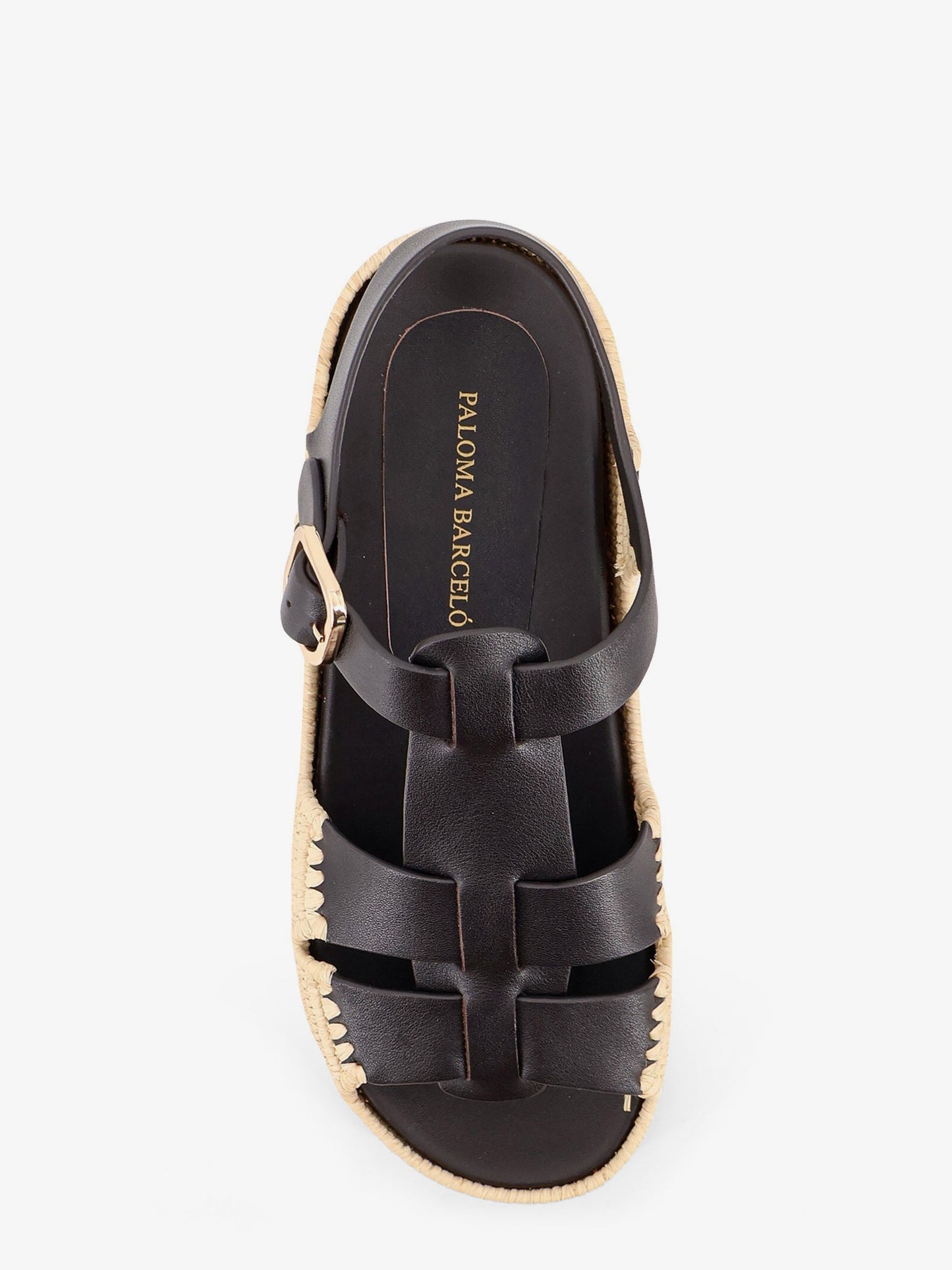 Yuka leather sandals with woven raffia sole