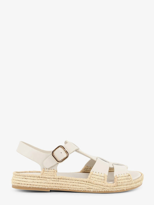 Yuka leather sandals with woven raffia sole