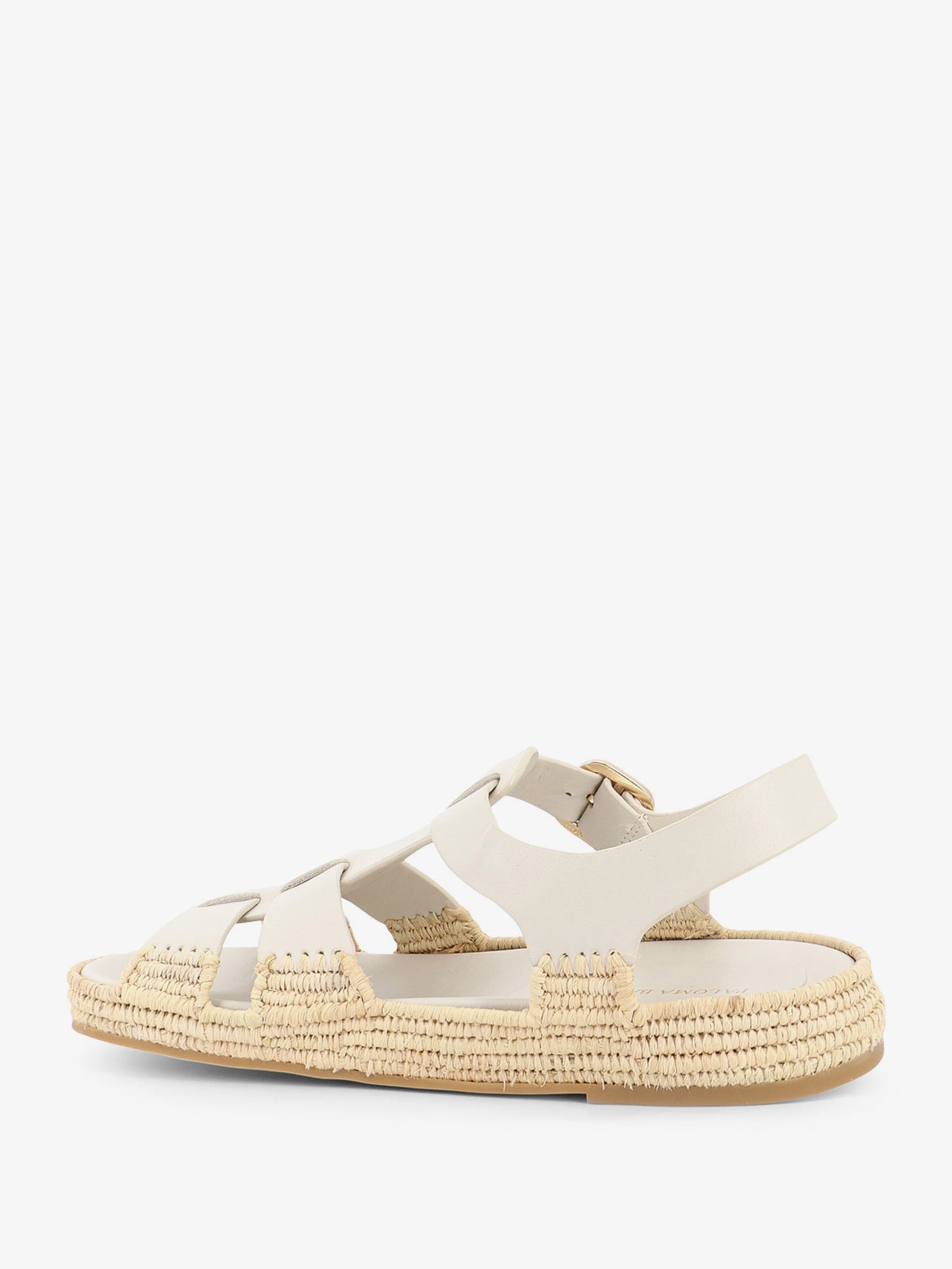 Yuka leather sandals with woven raffia sole