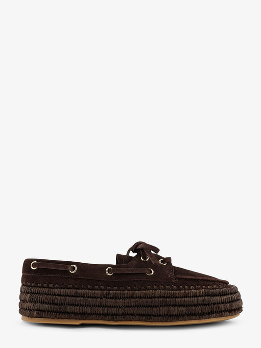 Penelope suede and raffia loafers