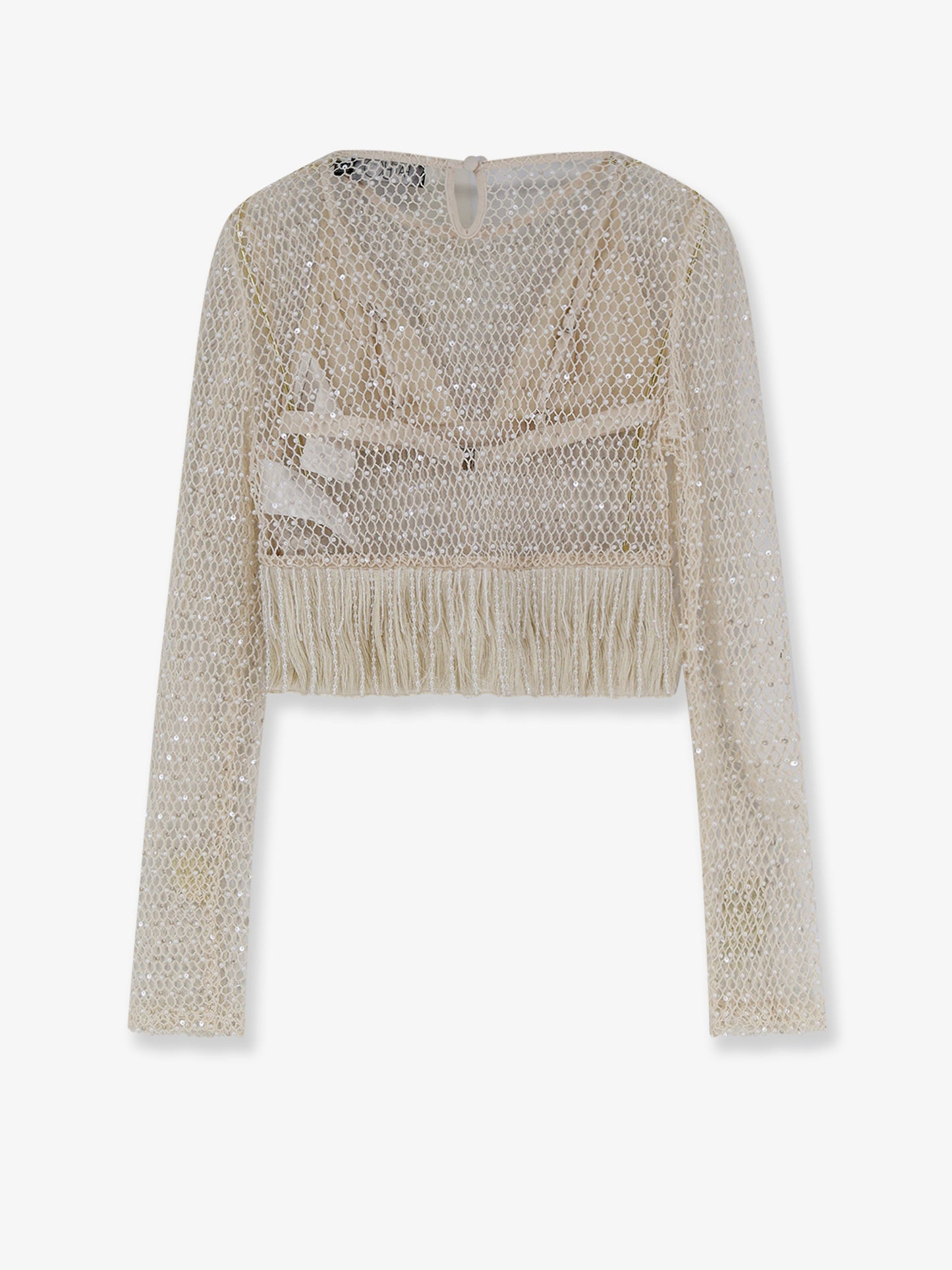 Crochet top with all-over beads