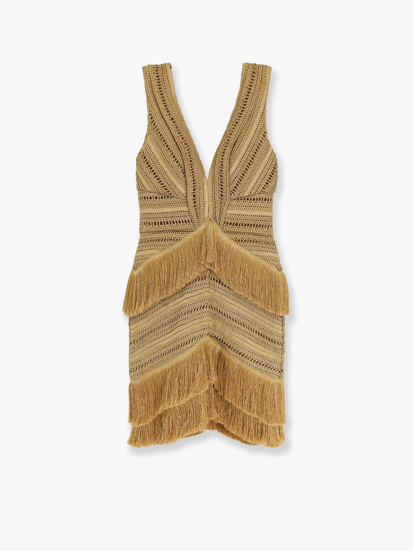 Pampas mini dress with embroidery and fringes