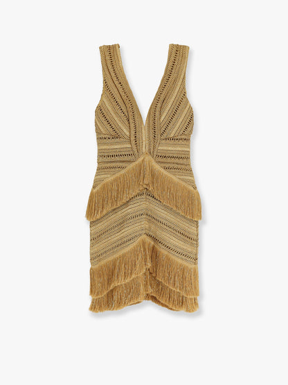 Pampas mini dress with embroidery and fringes thumbnail