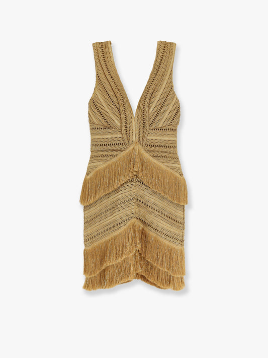 Vestito mini Pampas con ricamo e frange