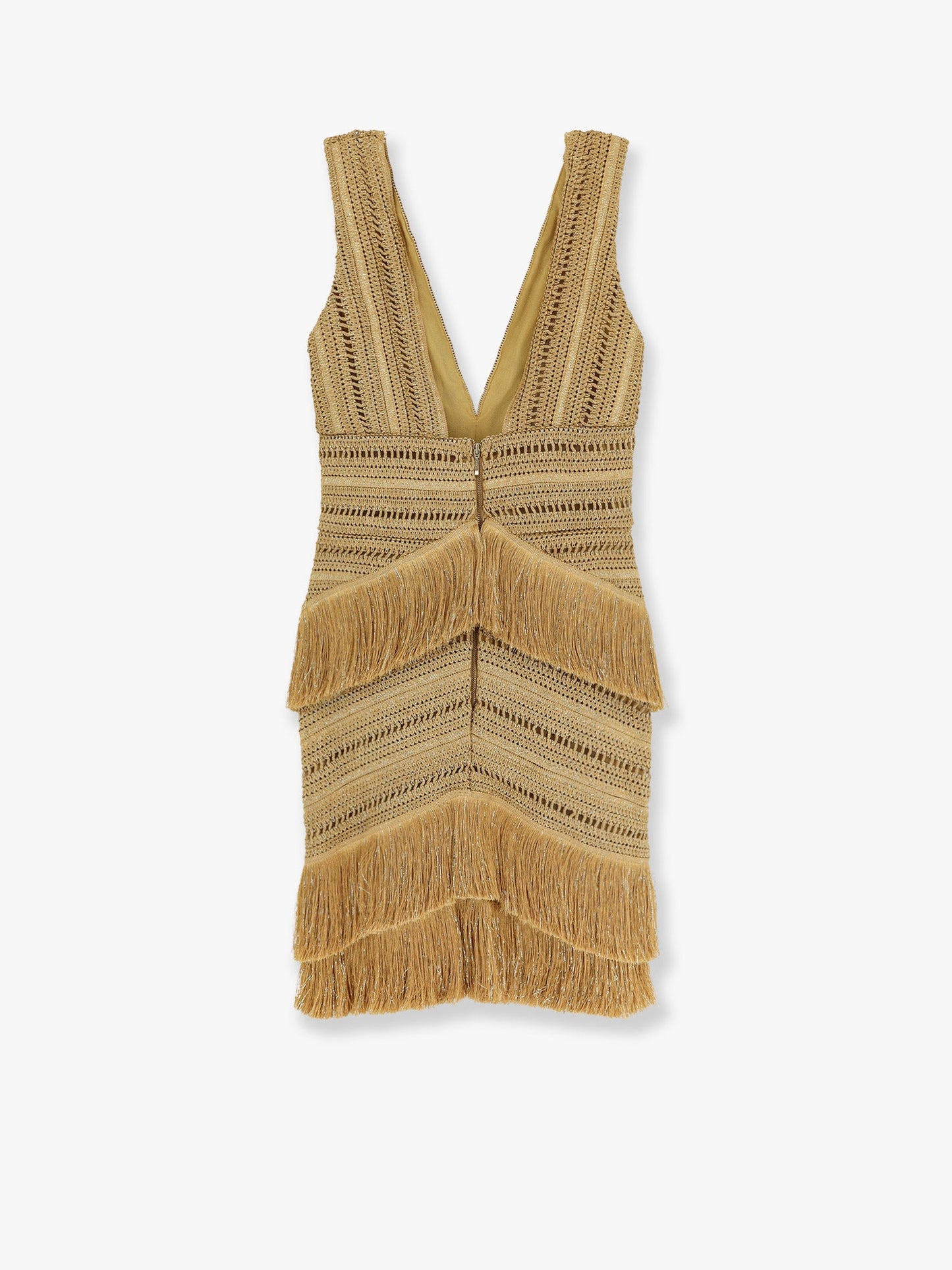 Pampas mini dress with embroidery and fringes