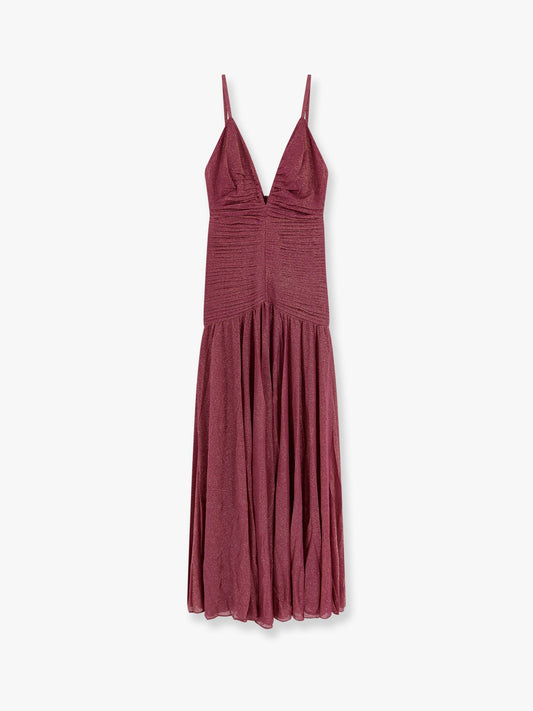 Vestito lungo in misto viscosa con effetto metallico