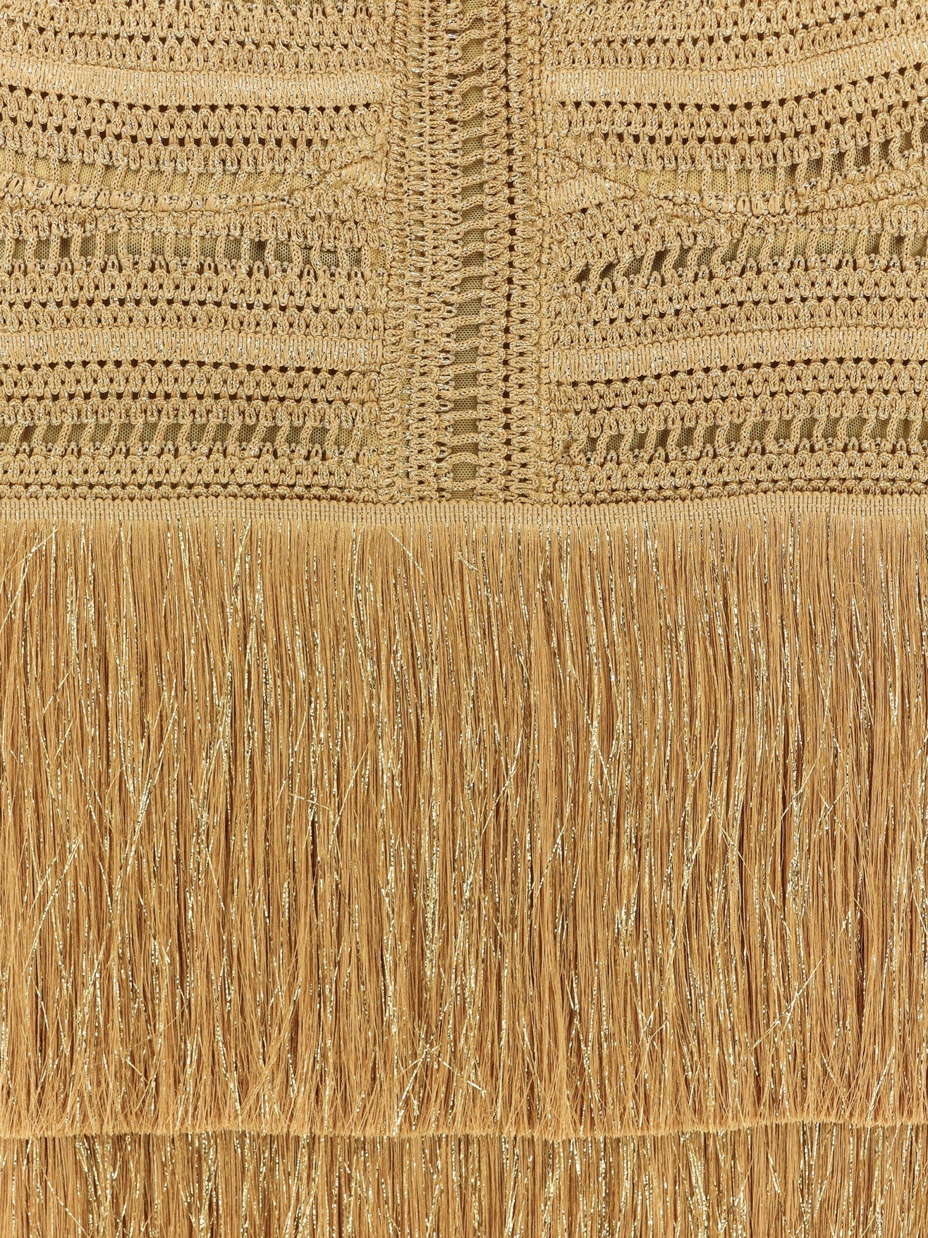 Long dress with embroidered courset and fringes