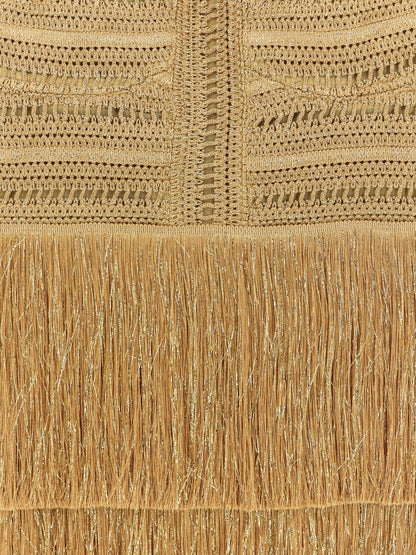 Long dress with embroidered courset and fringes thumbnail