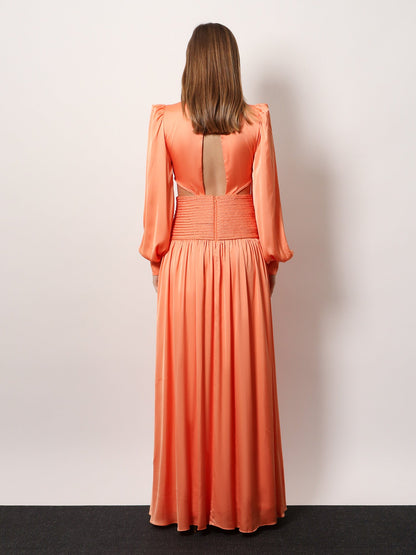 Satin sunset long dress with cut-out details thumbnail