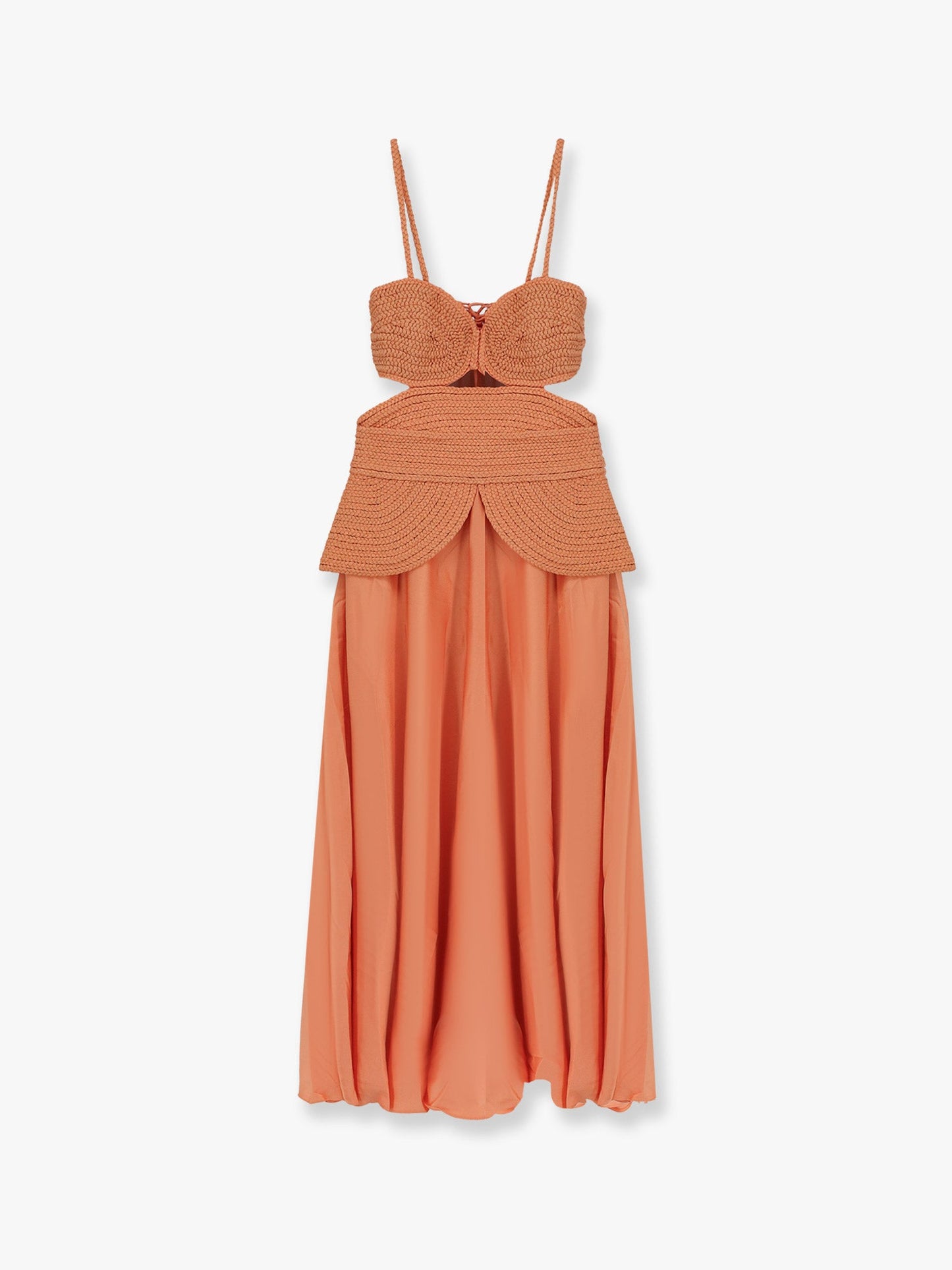 Sunset Satin dress with braided corset