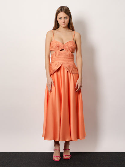Sunset Satin dress with braided corset thumbnail