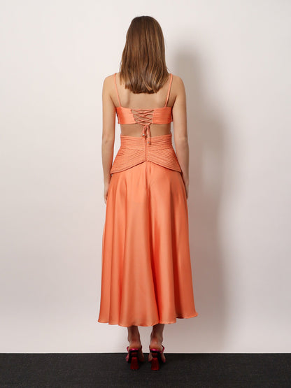 Sunset Satin dress with braided corset thumbnail