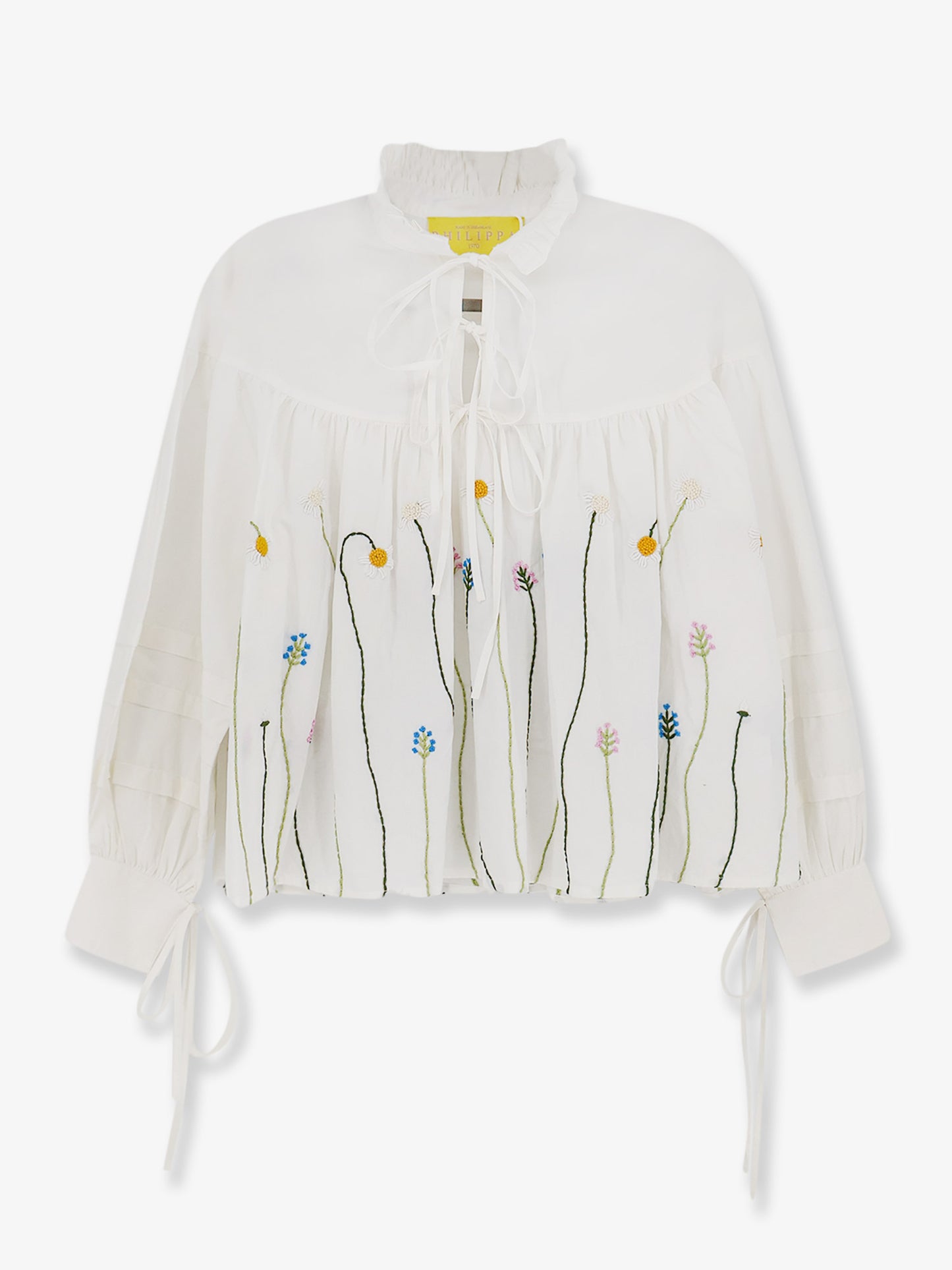 Valentina cotton shirt with multicolor embroidery