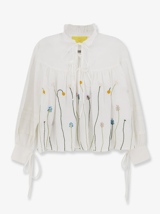 Valentina cotton shirt with multicolor embroidery