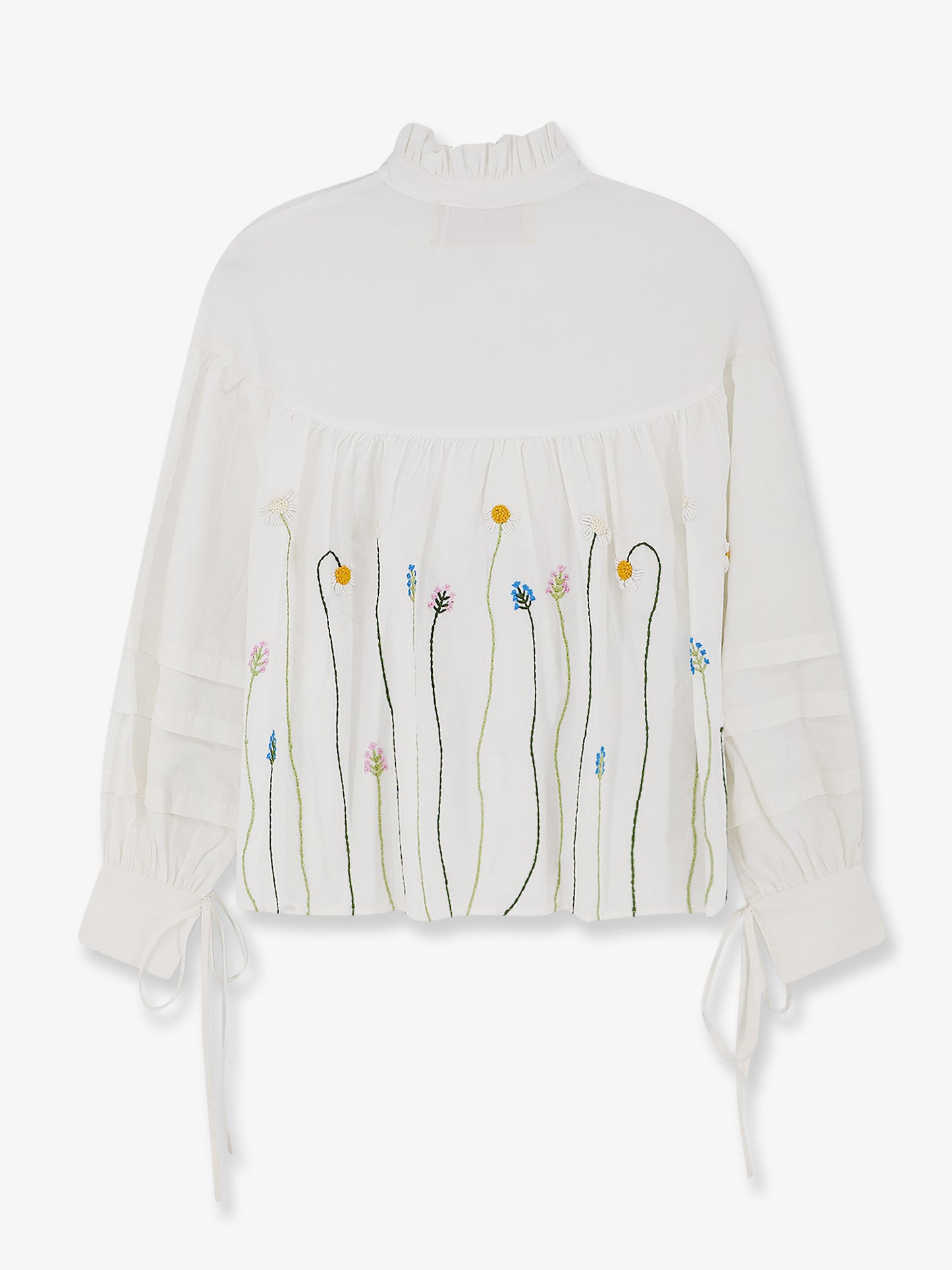 Valentina cotton shirt with multicolor embroidery