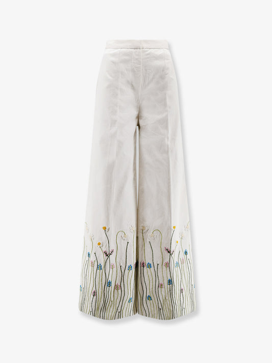 Cotton trousers with multicolor embroidery