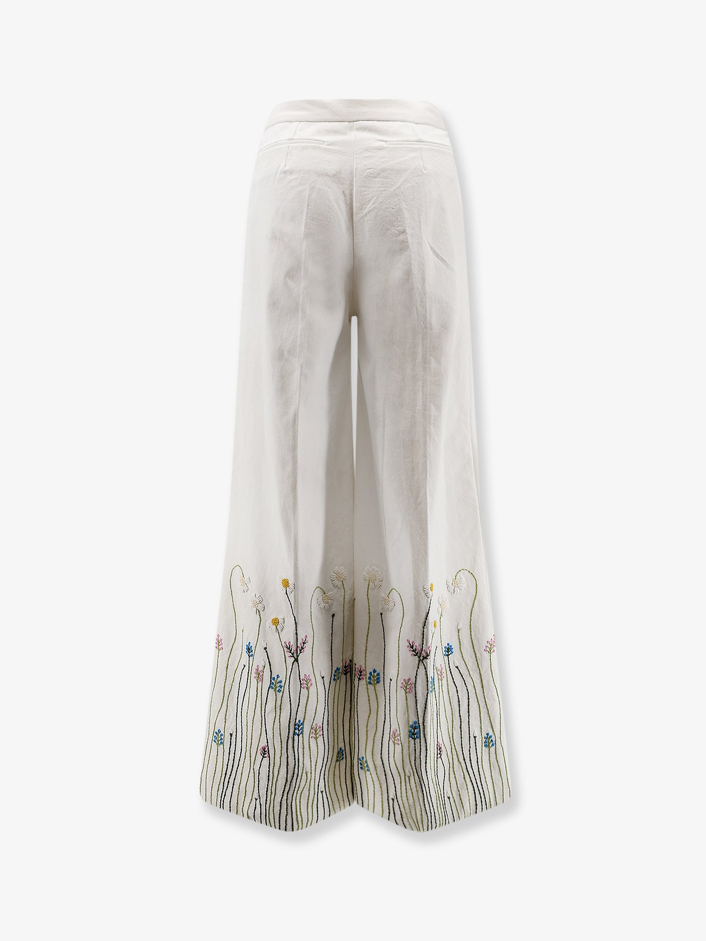 Cotton trousers with multicolor embroidery