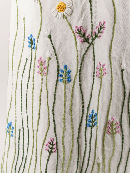 Cotton trousers with multicolor embroidery thumbnail