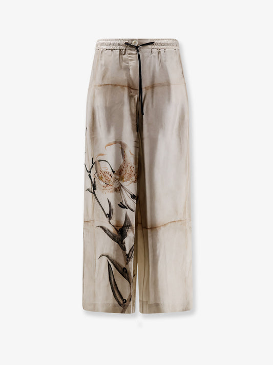 Silk trousers with floral print
