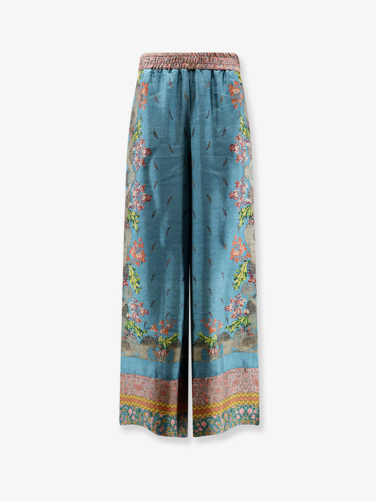 Silk trousers with multicolor print