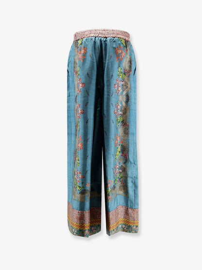 Silk trousers with multicolor print thumbnail