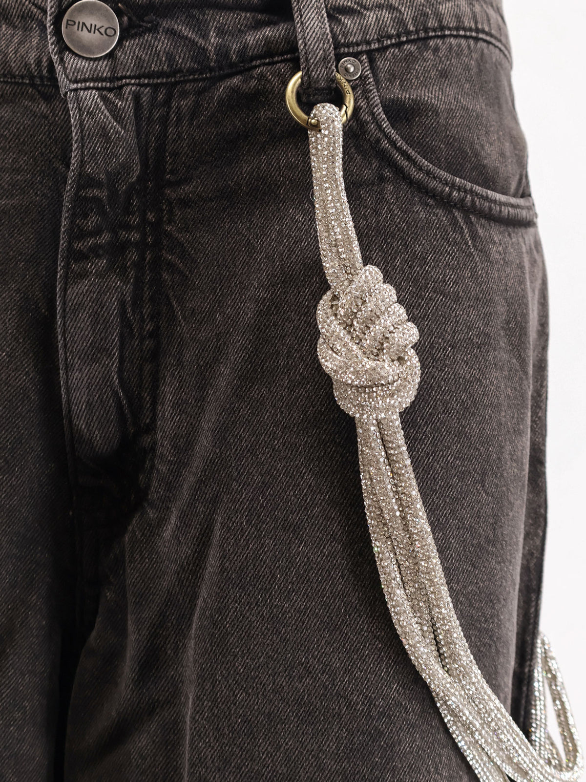 Jean Jacket Rope Lauryn bull denim jeans with removable jewel rope PINKO - Nugnes1920