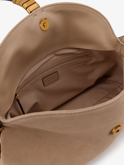 Suede crossbody bag with metal detail with engraved logo thumbnail