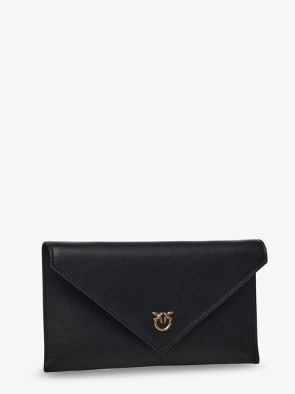 Leather clutch bag with metal Love Birds logo thumbnail