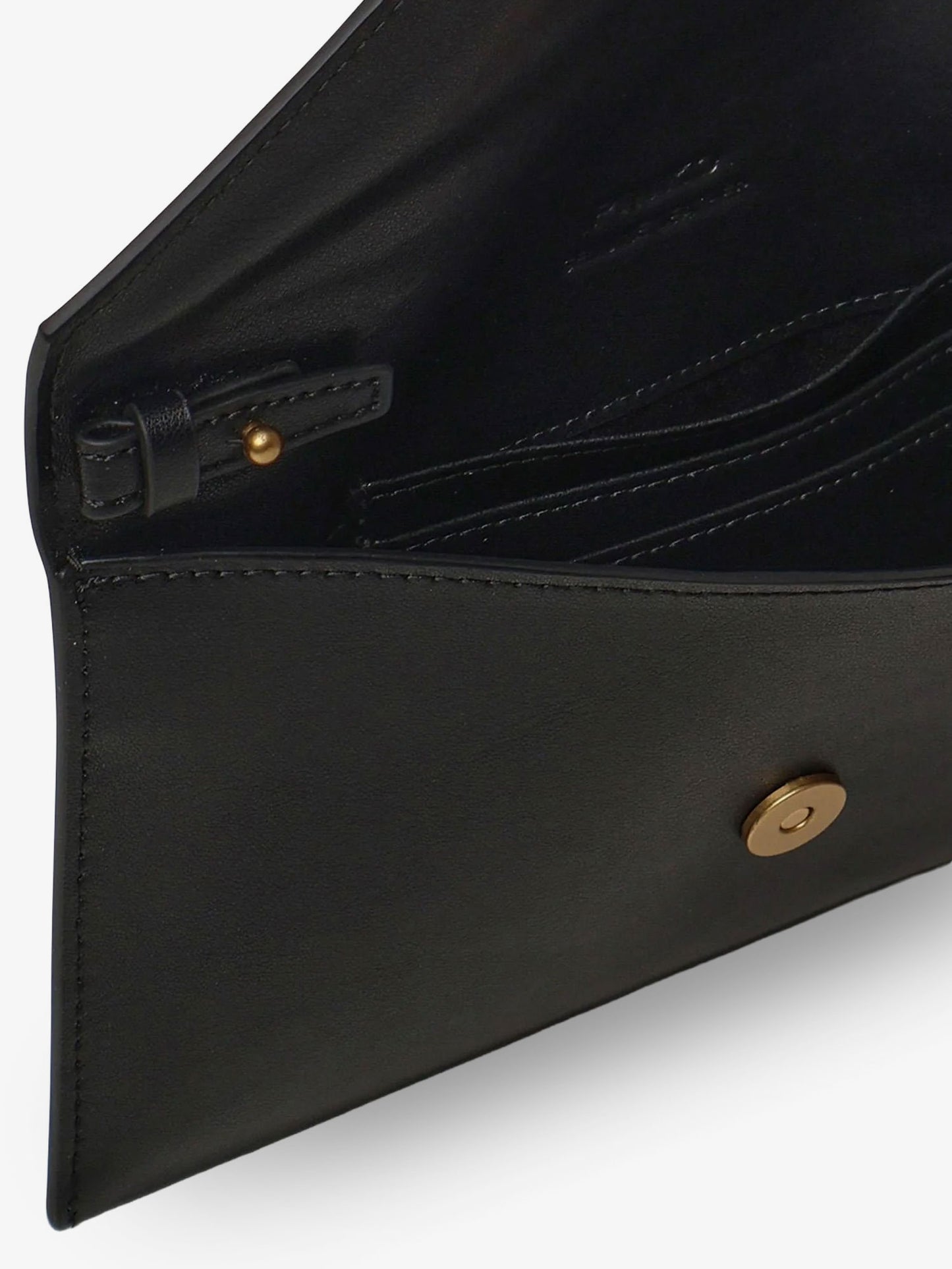 Leather clutch bag with metal Love Birds logo