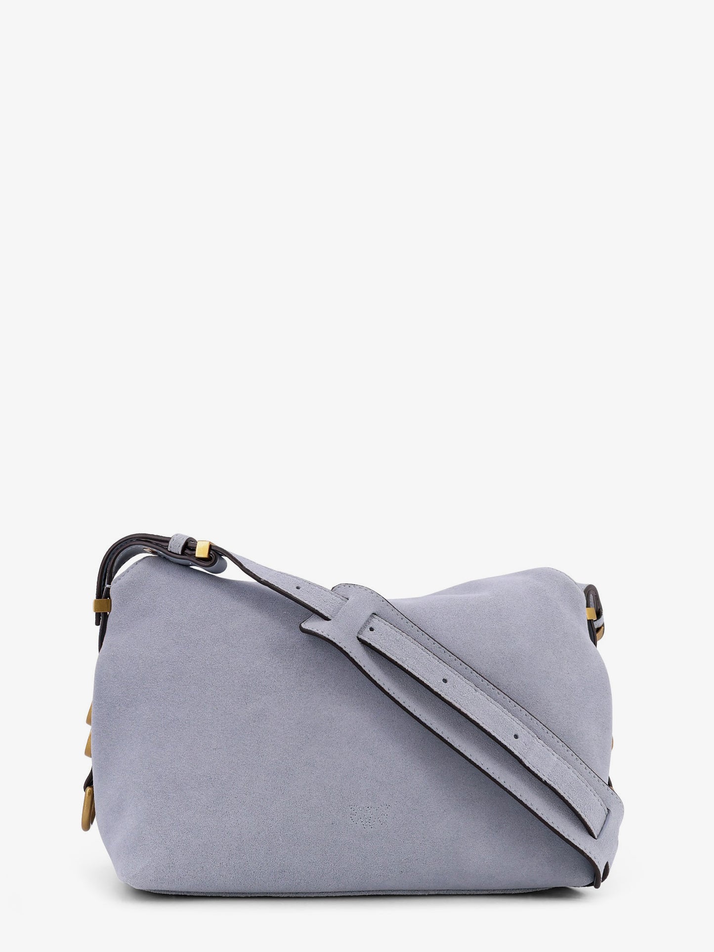 Suede shoulder bag with metal logo detail